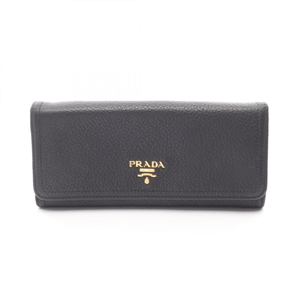Prada Vitello Daino Bifold Long Wallet Leather Black